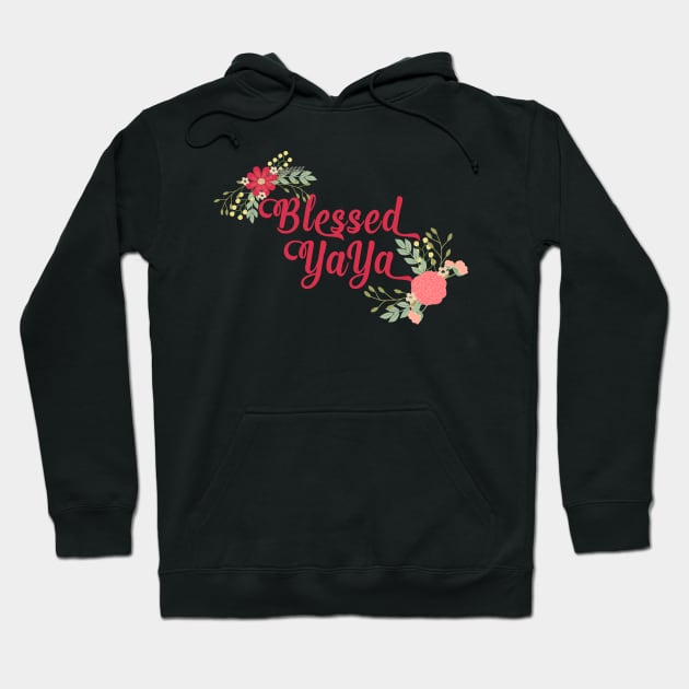 Blessed YaYa Floral Christian Grandma Gift Hoodie by g14u